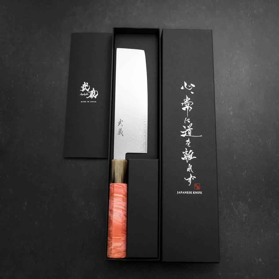 Nakiri VG-10 Damascus Buffalo Dark Pink Maple Handle 170mm