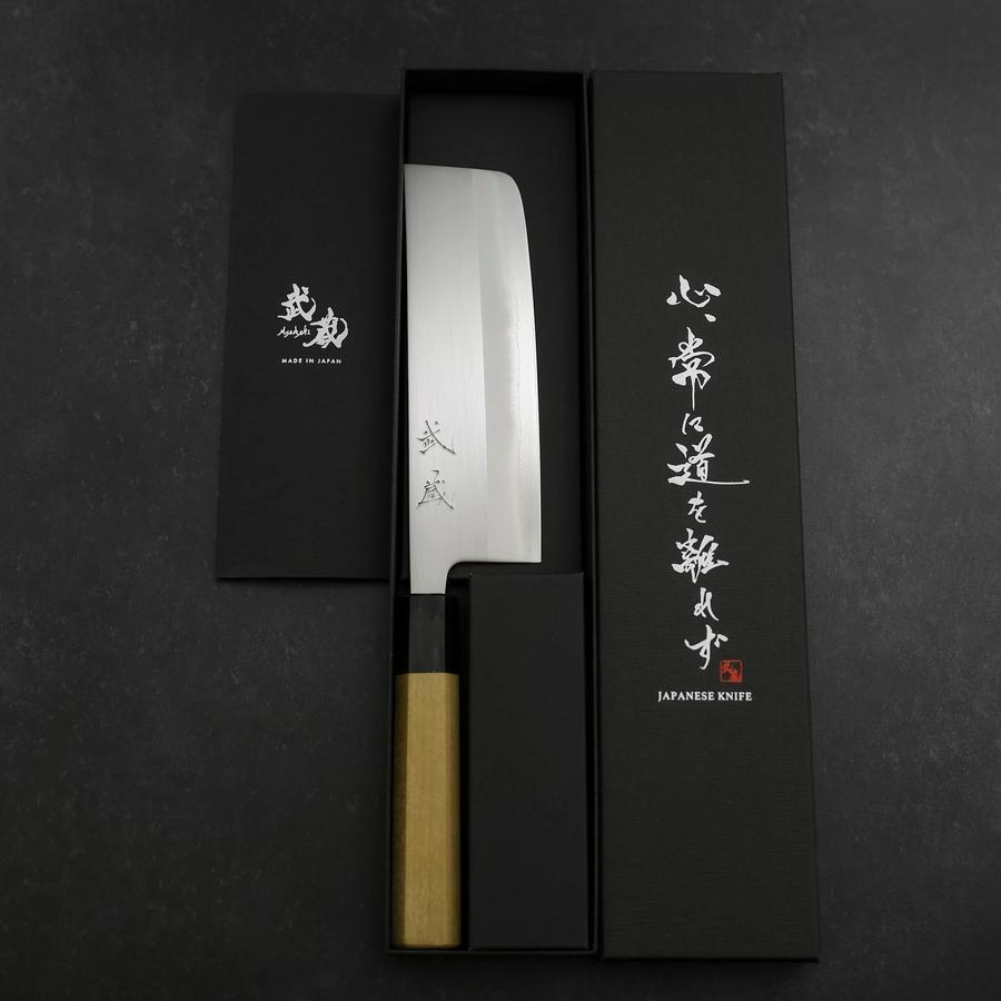 Nakiri White Steel #1 Stainless Clad Buffalo Magnolia Handle 165mm