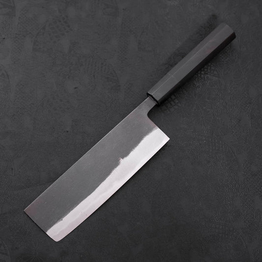 Nakiri White Steel #2 Kurouchi Chokin Ukiyo-E Buffalo Ebony Handle 165mm