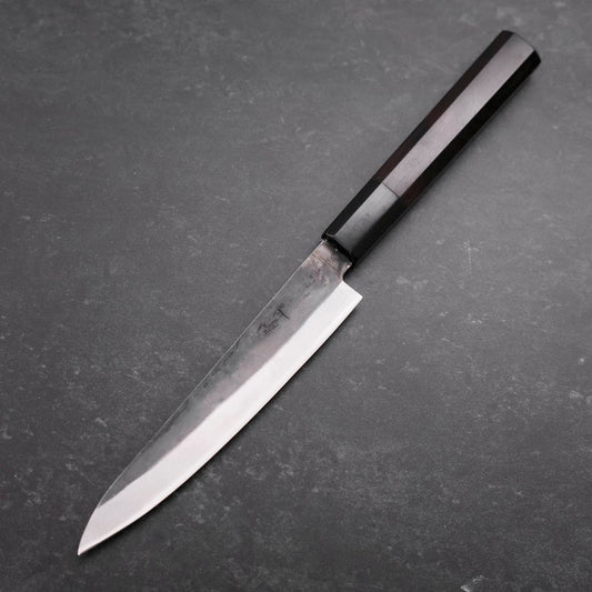 Petty Blue Steel #1 Kurouchi Chokin Sakura Buffalo Ebony Handle 150mm