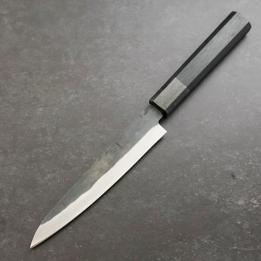 Petty Blue Steel #1 Stainless Clad Kurouchi Black Dark Blue Urushi Handle 150mm