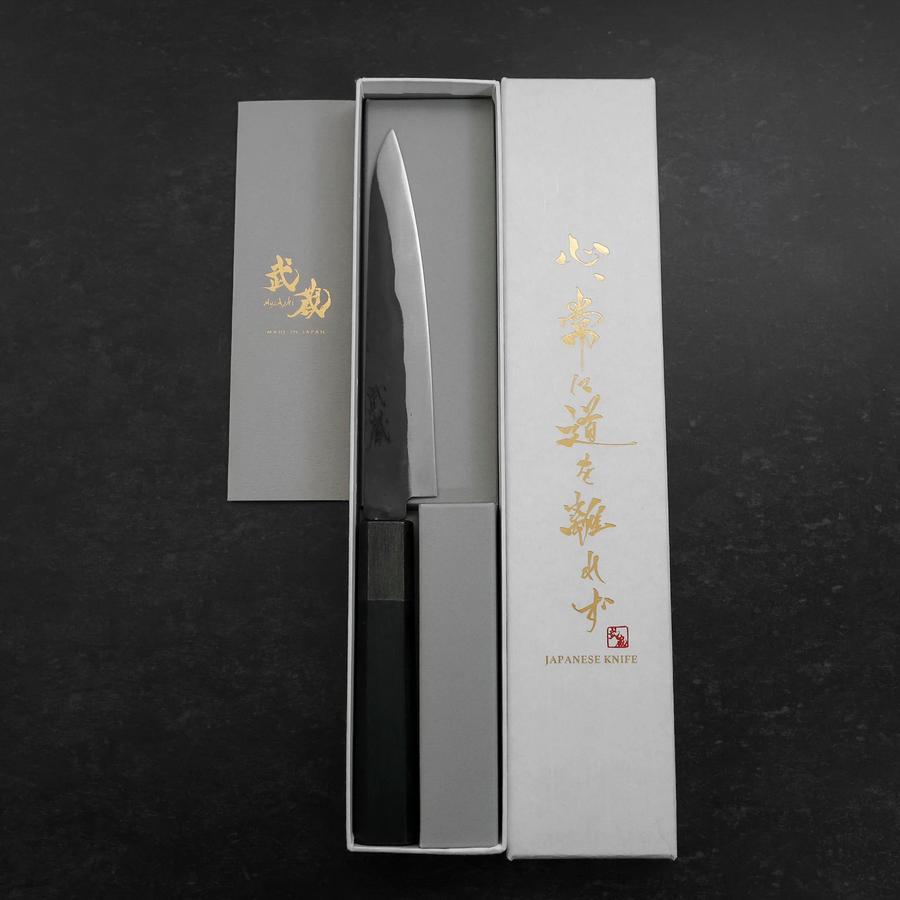 Petty Blue Steel #1 Stainless Clad Kurouchi Black Dark Blue Urushi Handle 150mm