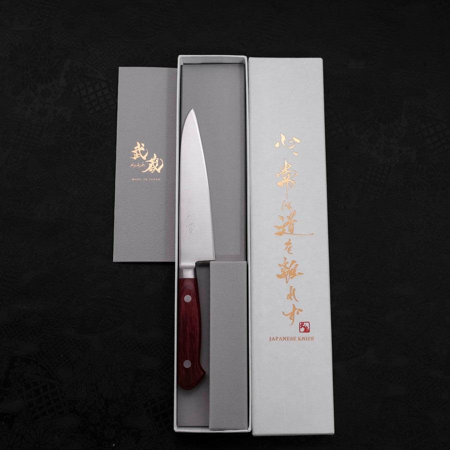 Petty knife AUS-8 Polished Western Red Handle 130mm