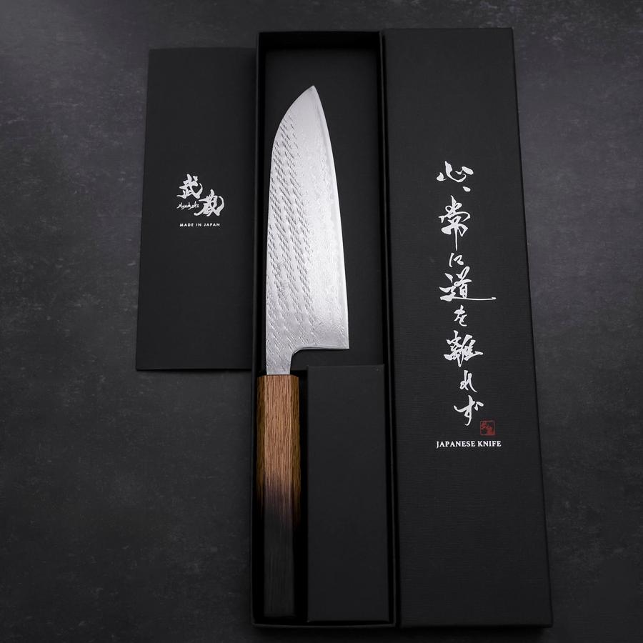 Santoku AUS-10 Nawame Damascus Yaki Handle 165mm