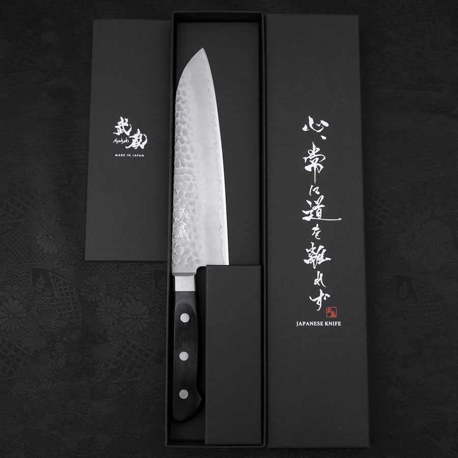 Santoku AUS-10 Tsuchime Western Black Handle 180mm