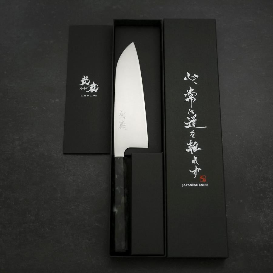 Santoku AUS-8 Polished Ocean Black Handle 165mm
