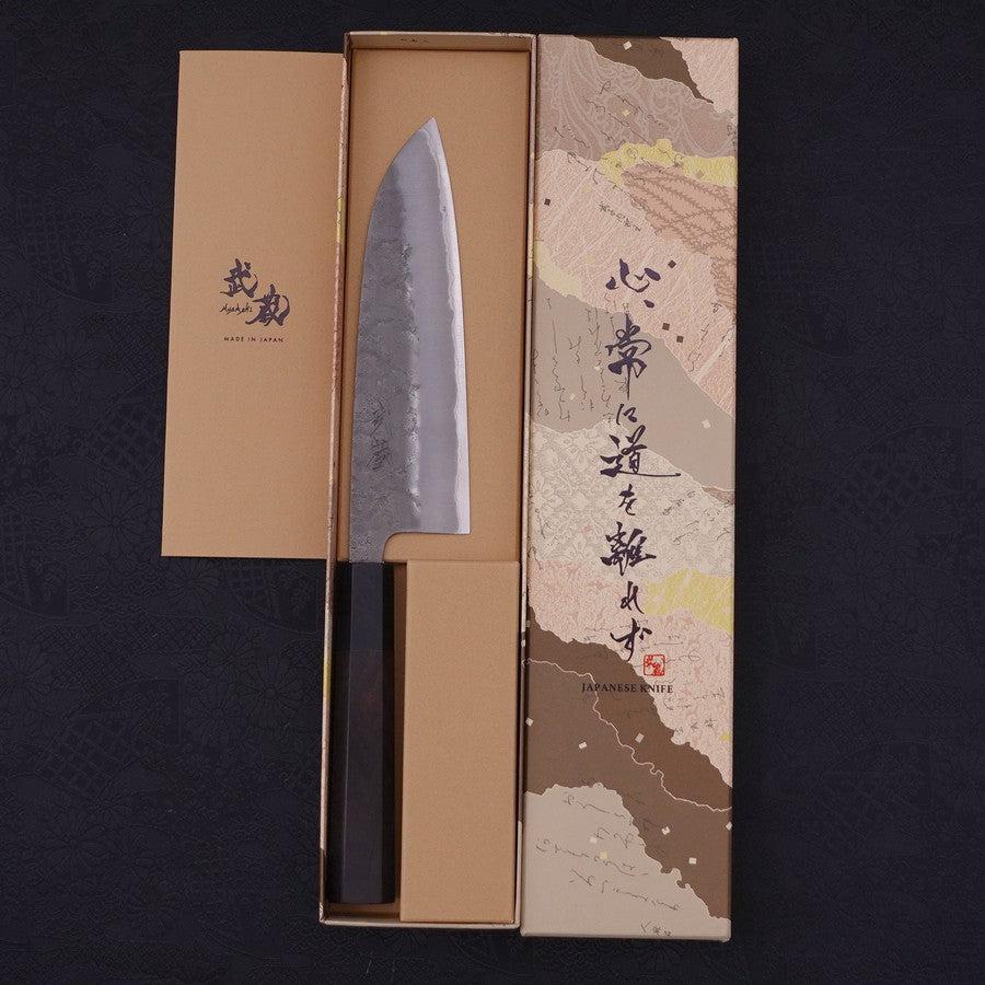 Santoku Blue Steel #2 Nashiji Stainless Clad Ebony Handle 165mm