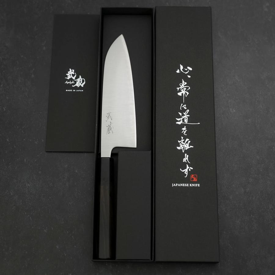 Santoku Blue Super Polished Buffalo Ebony Handle 165mm