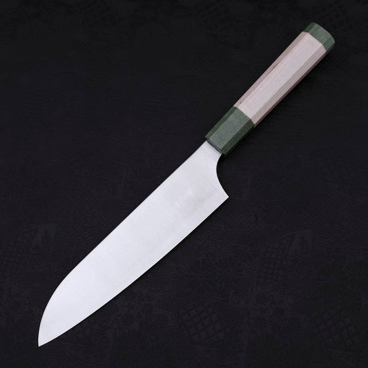 Santoku Blue Super Polished Maple Green Handle 180mm