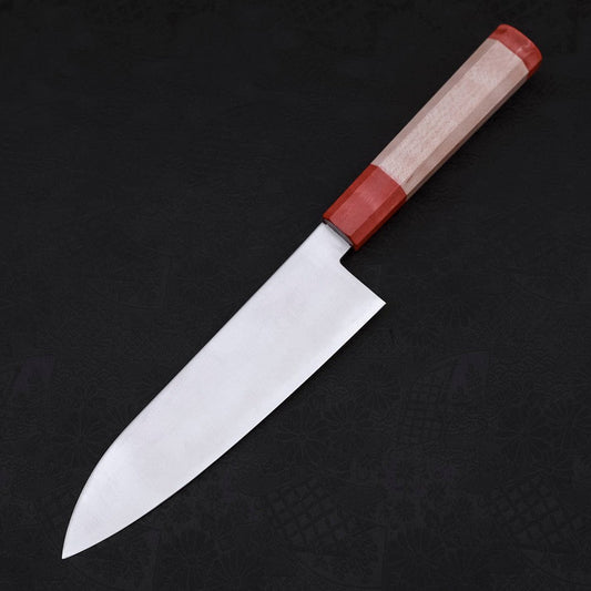 Santoku Blue Super Polished Maple Red Handle 180mm