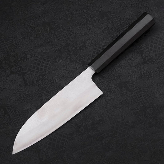Santoku Blue Steel #2 Damascus Buffalo Ebony Handle 165mm