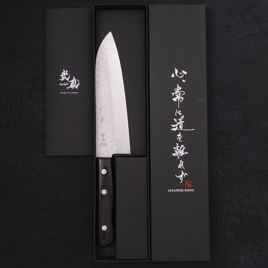 Santoku Blue Steel #2 Tsuchime Stainless Clad Western Handle 170mm