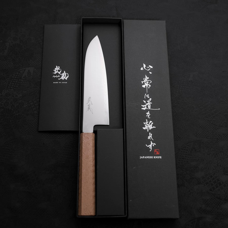 Santoku Chromax Polished White Urushi Handle 170mm