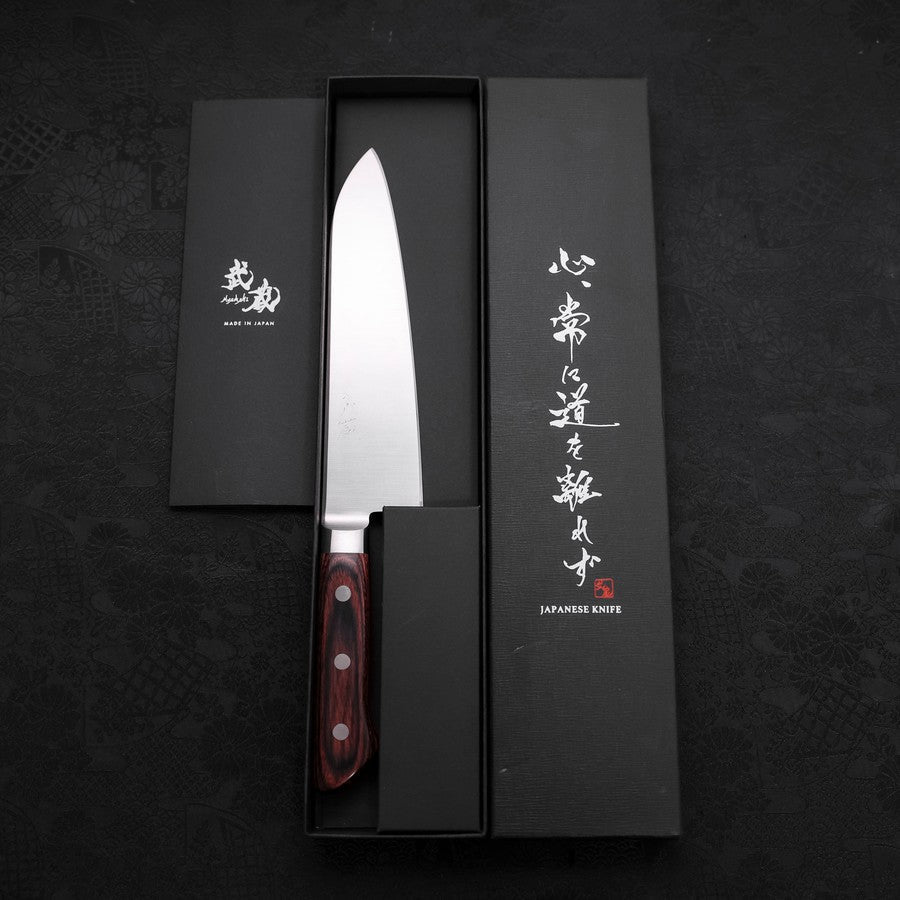Santoku Molybdenum Polished Western Mahogany Handle 180mm
