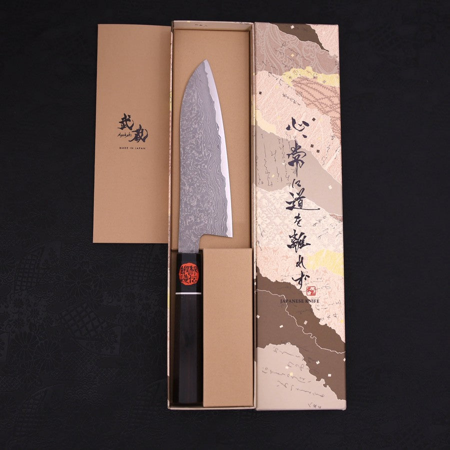 Santoku SG-2 Damascus Buffalo Ebony Handle 165mm