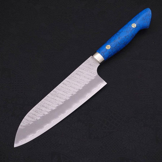 Santoku SG-2 Tsuchime Turquoise Blue Handle 170mm