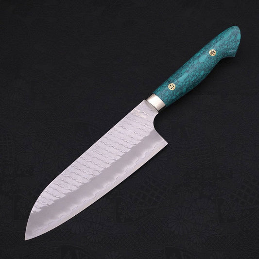 Santoku SG-2 Tsuchime Turquoise Green Handle 170mm