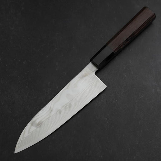 Santoku Silver Steel #3 Damascus Buffalo Wenge Handle 180mm