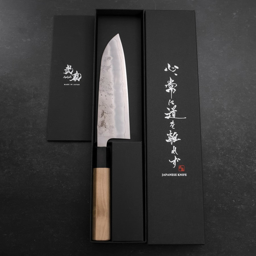Santoku Silver Steel #3 Nashiji Buffalo Magnolia Handle 165mm