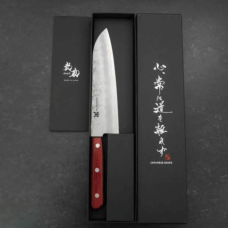 Santoku Silver Steel #3 Nashiji Western Red Handle 180mm