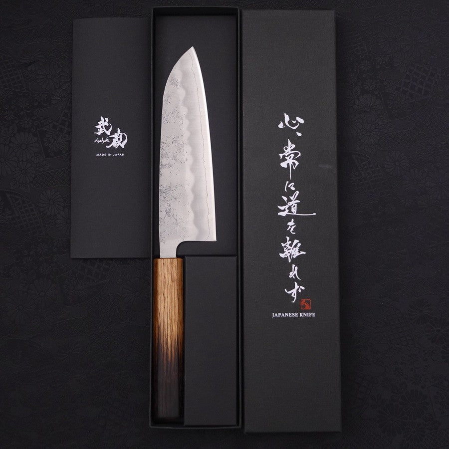 Santoku Silver Steel #3 Nashiji Yaki Urushi Handle 165mm