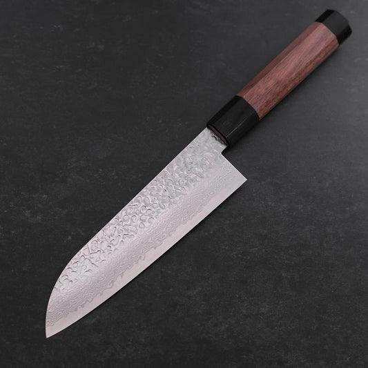 Santoku Silver Steel #3 Tsuchime Damascus Walnut Handle 170mm