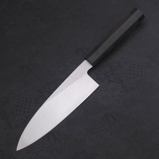 Santoku Single-Edged White Steel #2 Kasumi Buffalo Ebony Handle 180mm