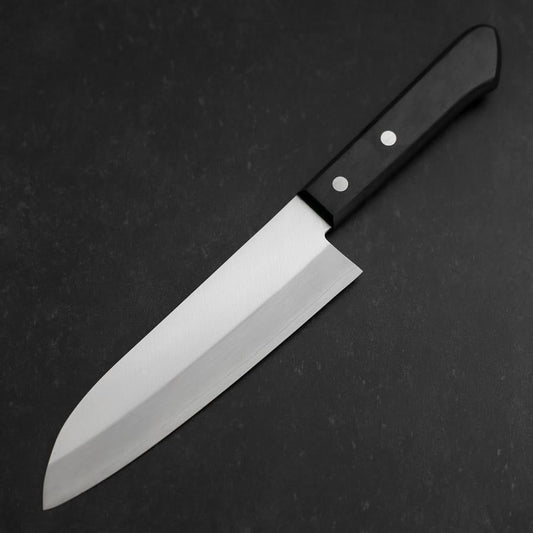Santoku VG-1 Polished Western Black Handle 170mm (Tsuba-nashi)