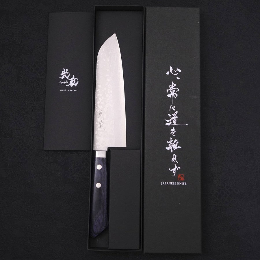 Santoku VG-10 Damascus Western Dark Blue Handle 170mm