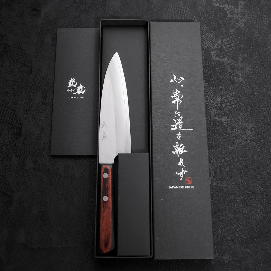 Santoku VG-10 Polished Western Black Brown Handle 170mm