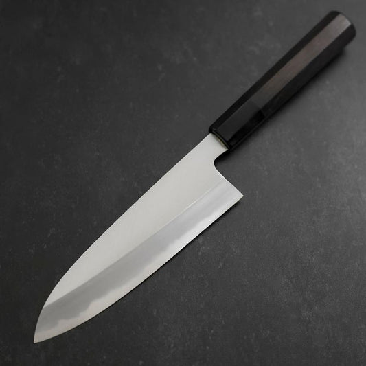 Santoku White Steel #2 Kasumi Chokin Nami Fuji Buffalo Ebony Handle 180mm
