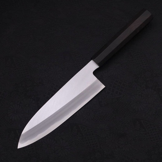 Santoku White Steel #2 Kasumi Chokin Samurai New Moon Buffalo Ebony Handle 180mm