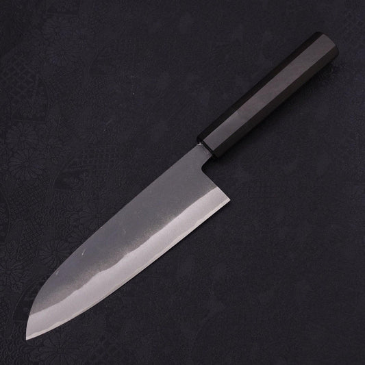 Santoku White Steel #2 Kurouchi Chokin Cheetah Buffalo Ebony Handle 170mm