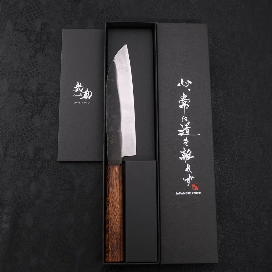 Santoku White Steel #2 Kurouchi Sumi Urushi Handle 165mm