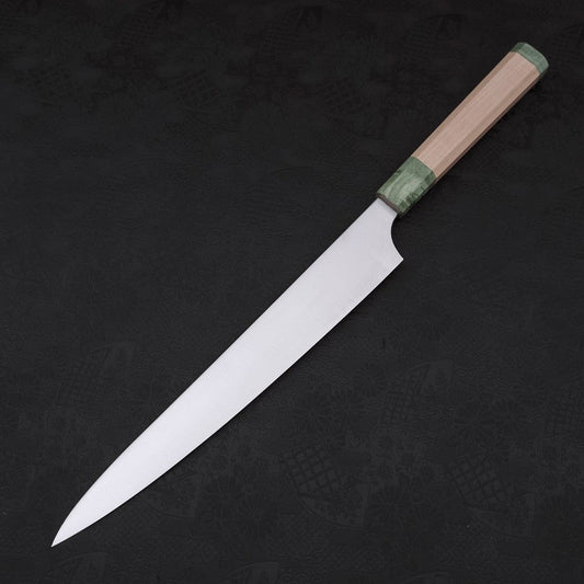Sujihiki Blue Super Polished Maple Green Handle 270mm