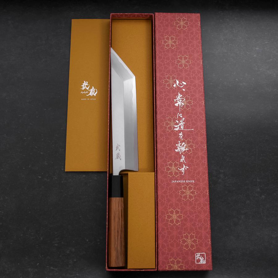 Unagisaki (Edo) Blue Steel #1 Hon-Kasumi Buffalo Teak Handle 210mm