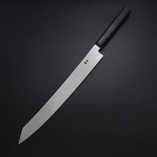 Yanagi Kiritsuke Silver Steel #3 Kasumi Buffalo Ebony Handle 300mm