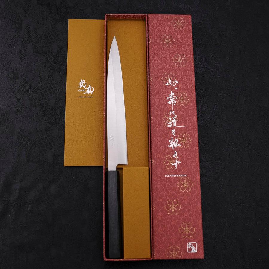 Yanagiba AUS-8 Polished Dark Blue Urushi Handle 240mm
