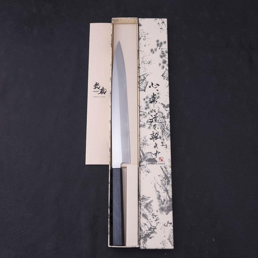 Yanagiba AUS-8 Polished Dark Blue Urushi Handle 270mm