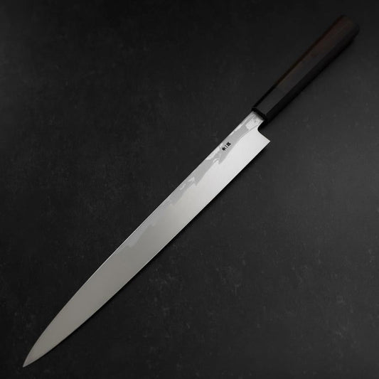 Yanagiba Blue Steel #1 Suminagashi Buffalo Ebony Handle With Sheath 330mm