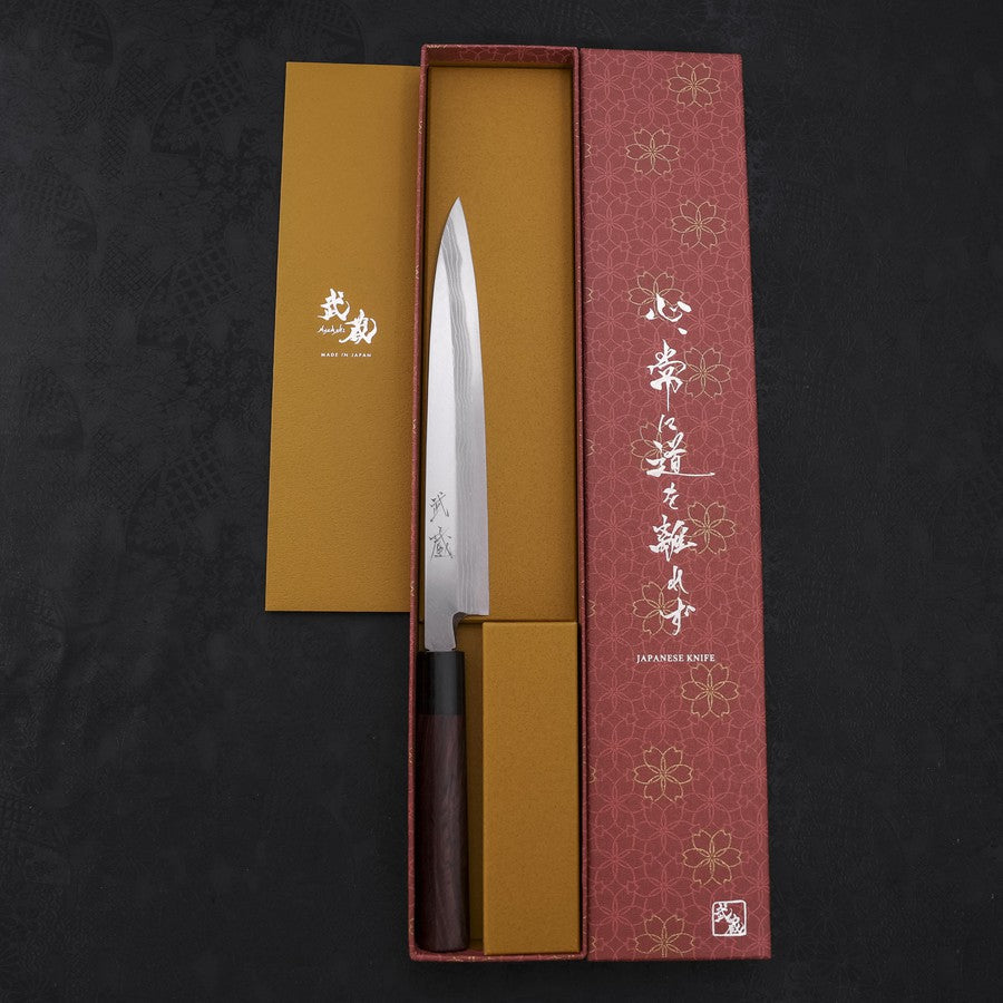 Yanagiba Blue Steel #2 Damascus Shitan Handle 210mm