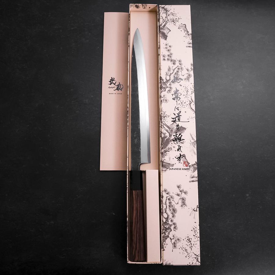 Yanagiba Blue Steel #2 Kurouchi Buffalo Wenge Handle 270mm