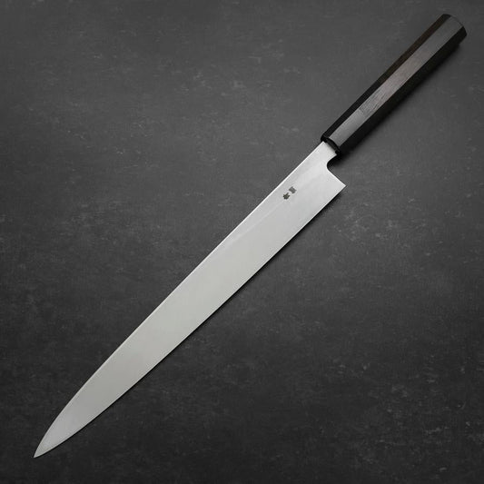 Yanagiba Blue Steel #2 Suminagashi Buffalo Ebony Handle 300mm