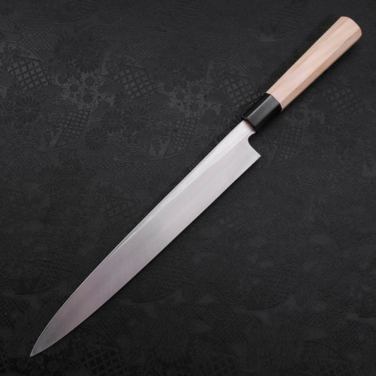 Yanagiba Blue Steel #2 Suminagashi Buffalo Magnolia Handle 260mm