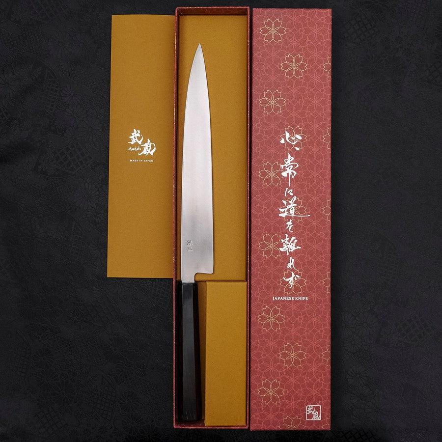 Yanagiba Left -Hand Silver Steel #3 Kasumi Buffalo Ebony Handle 240mm