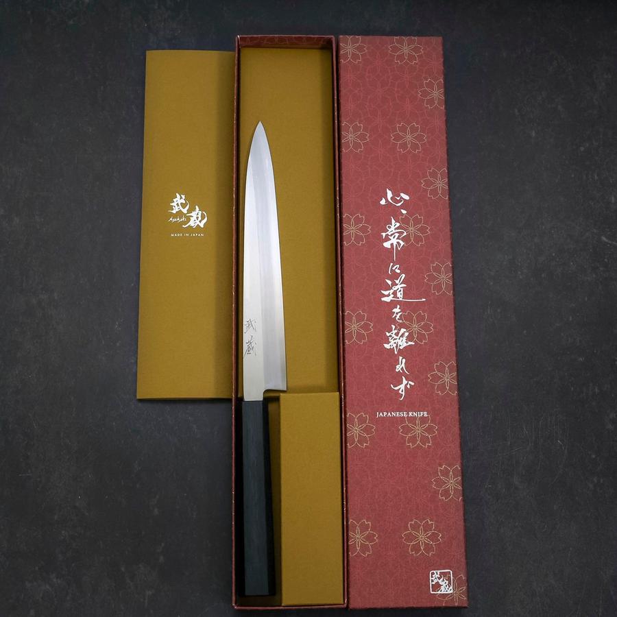 Yanagiba Silver Steel #3 Kasumi Dark Blue Urushi Handle 200mm