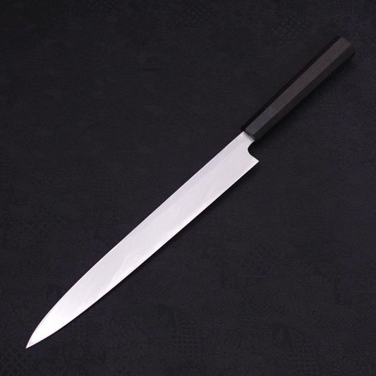 Yanagiba White Steel #2 Kasumi Chokin Sakura-Fuji Buffalo Ebony Handle 270mm