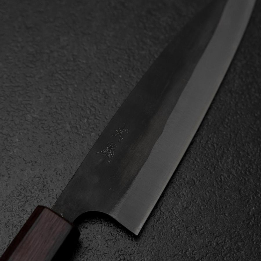 Ajikiri Blue Steel #1 Kurouchi Purple Urushi Handle 145mm (5.7”)-[Musashi]-[Japanese-Kitchen-Knives]