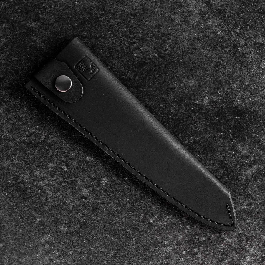 Black Leather Sheath for Petty Knife 150mm (5.9”)-[Musashi]-[Japanese-Kitchen-Knives]