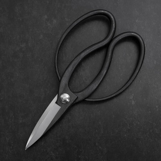 Black Musashi Ueki Pruning Shears / Garden Scissors Round Blue Steel #2 Forged Handmade 200mm